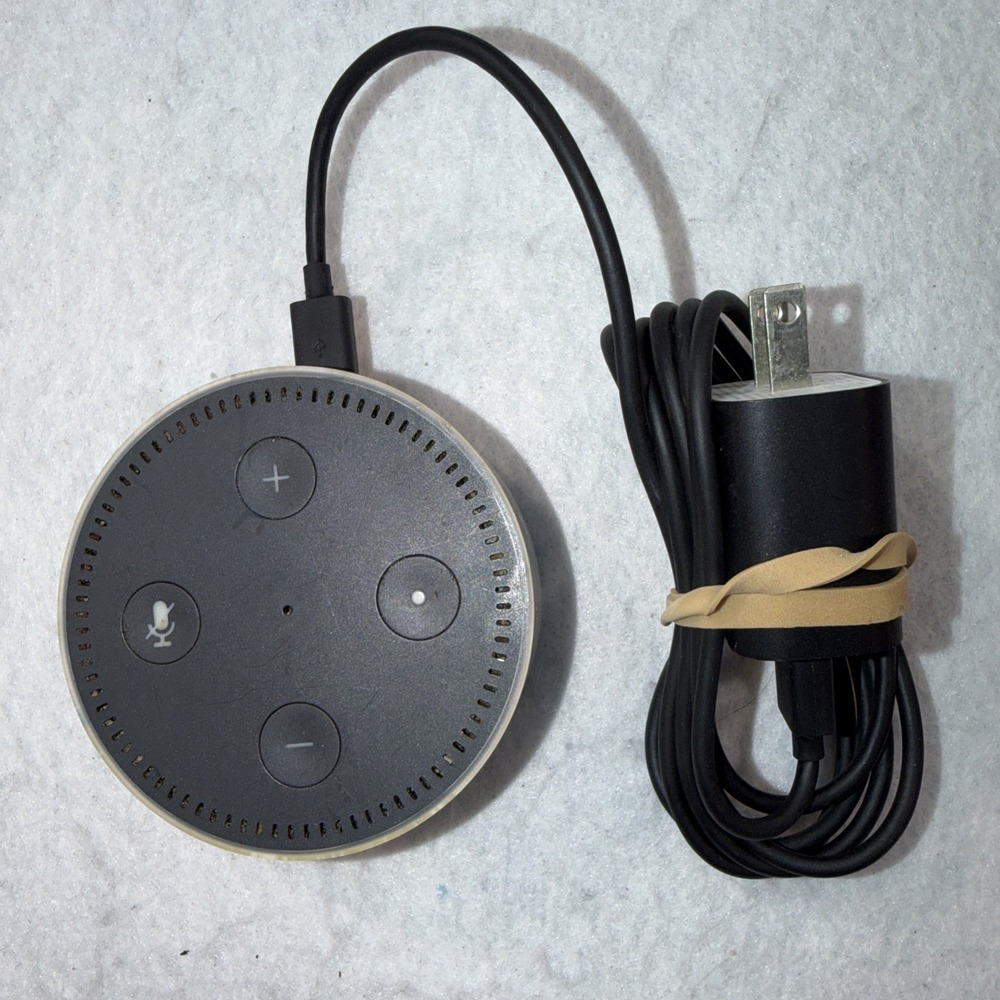 Amazon Echo Dot 2nd Gen RS03QR Black Speaker Tested Complete w/ Cord and Plug